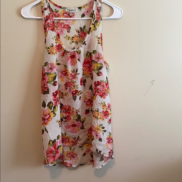 White flowery colorful sheer shirt - Picture 1 of 2